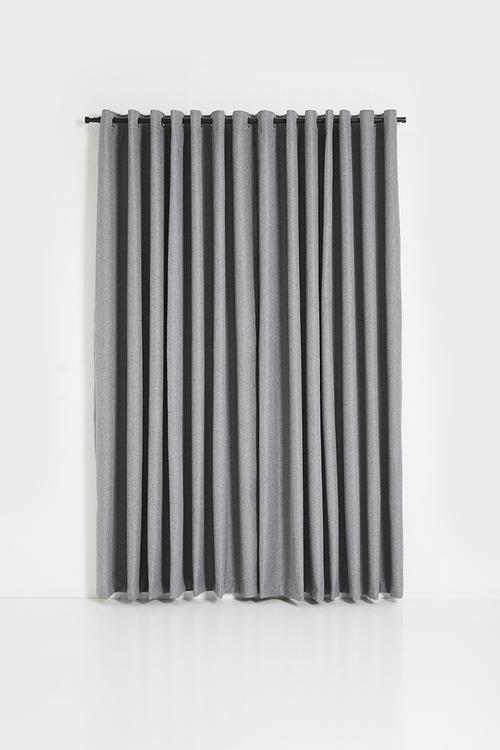 Blockout eyelet curtain - Mid Grey Slub