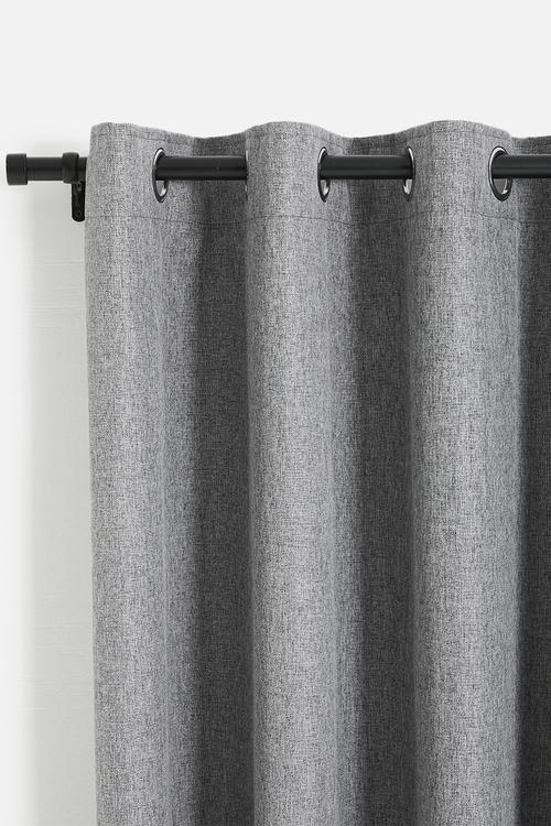 Blockout eyelet curtain - Mid Grey Slub
