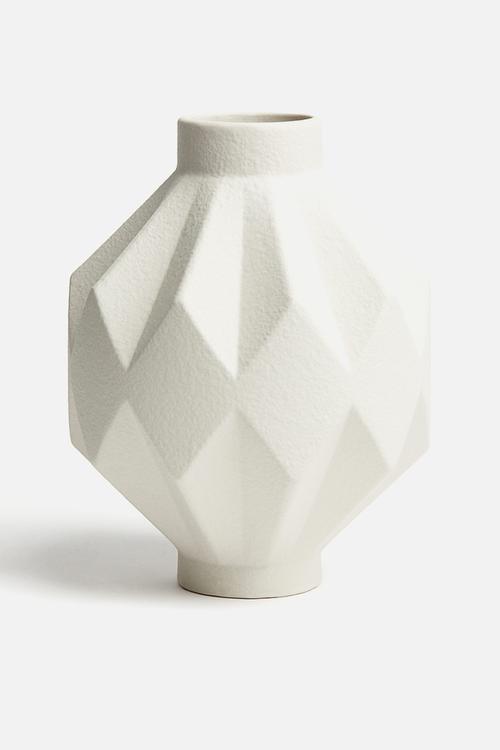 Tall stoneware vase - white