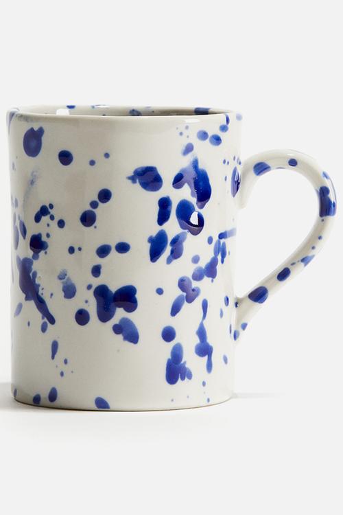 Speckled-glaze stoneware mug - natural white & dark blue 