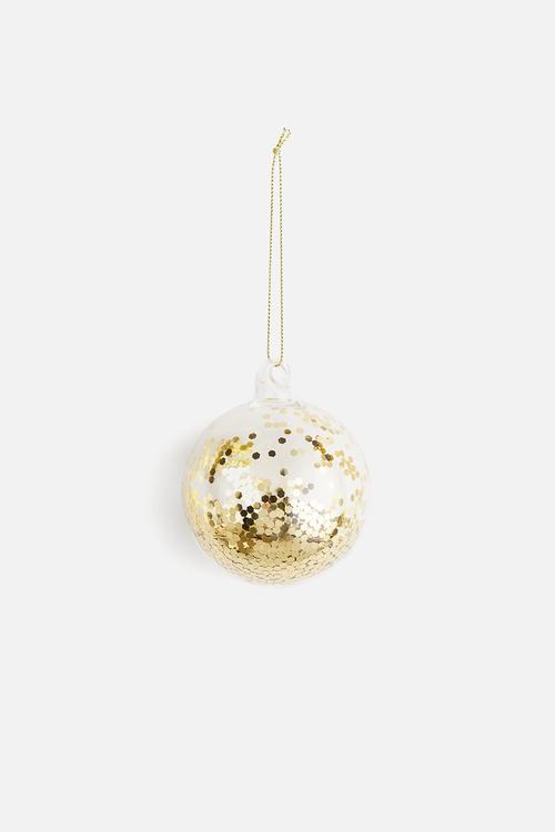 Glittery glass bauble - gold