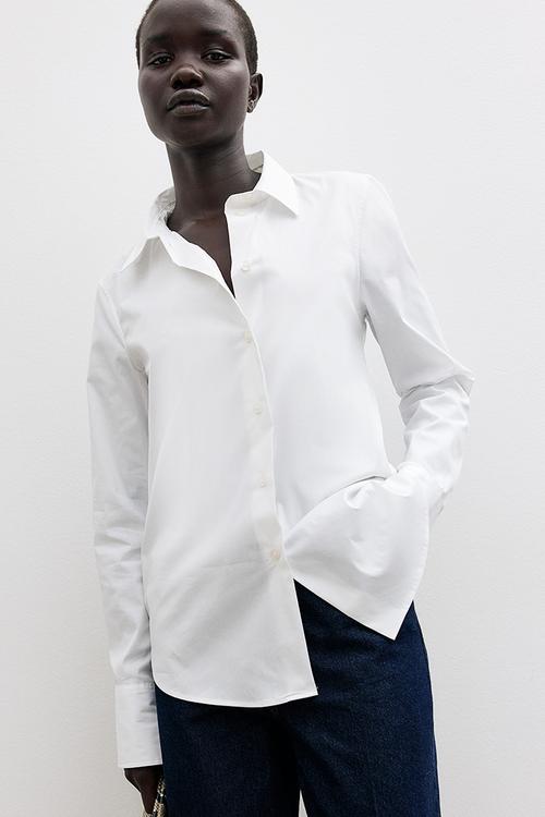 Cotton-blend shirt - white