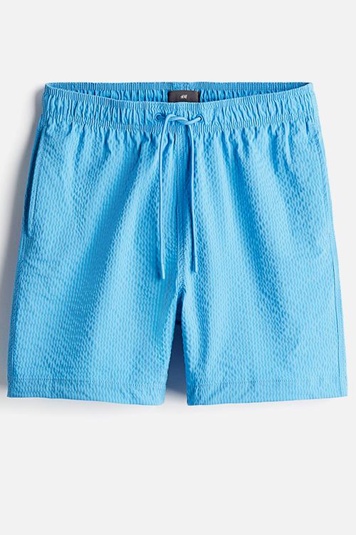 Seersucker swim shorts - blue