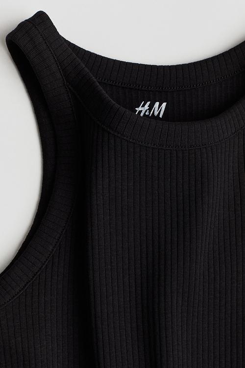Ribbed jersey dress - black