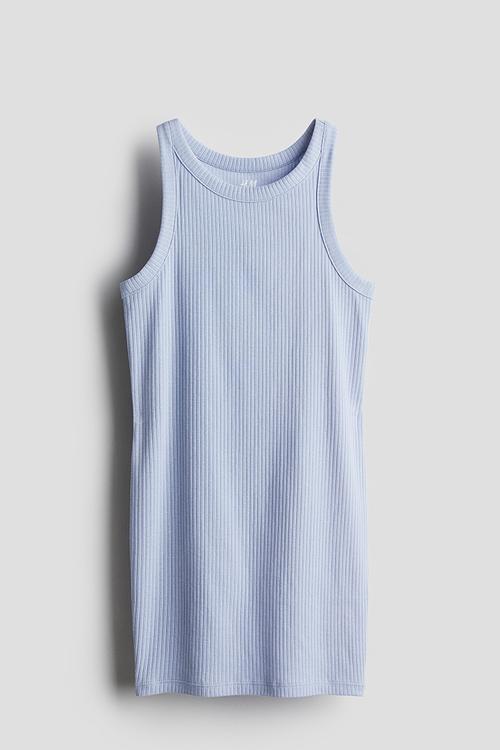 Ribbed jersey dress - light blue