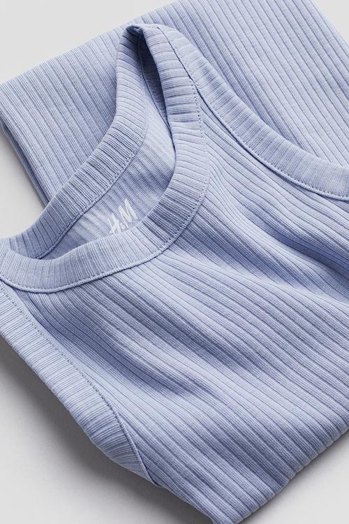 Ribbed jersey dress - light blue