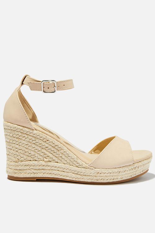 Luna Single Vamp Espadrille Heel - Stone Nubuck