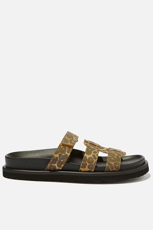 Elidy multi strap slide - washed leopard