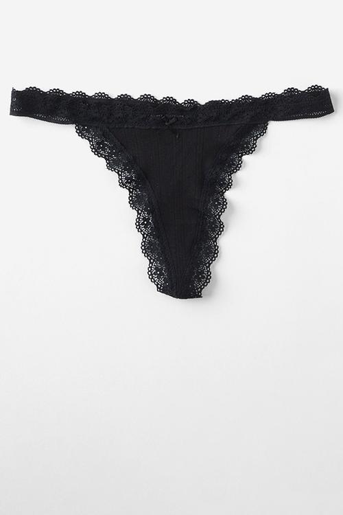 Organic Cotton Lace G String Brief 3 Pack - Multi