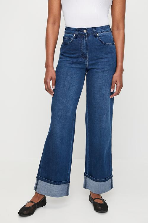 Straight Leg Jeans with turn up - Blue