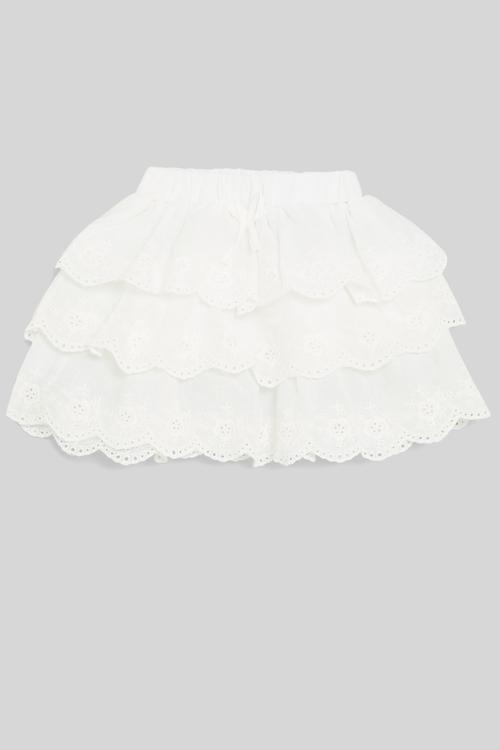Tiered anglaise skirt - white