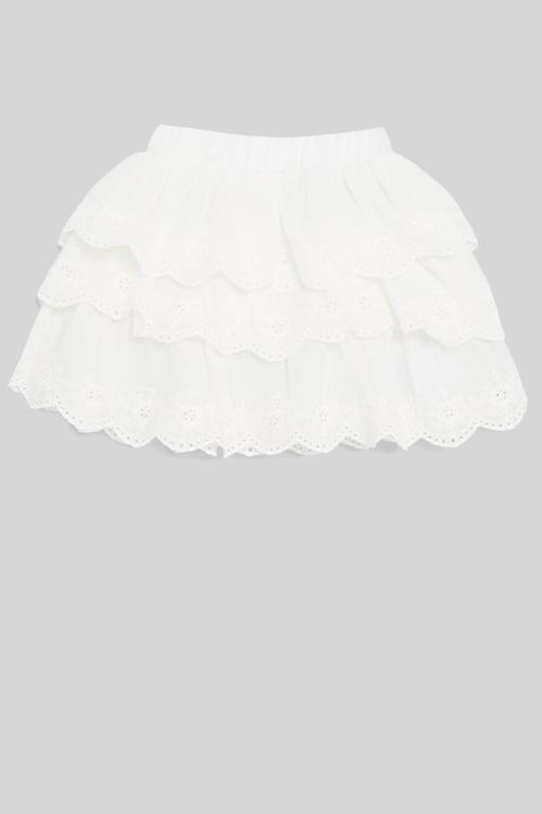 Tiered anglaise skirt - white