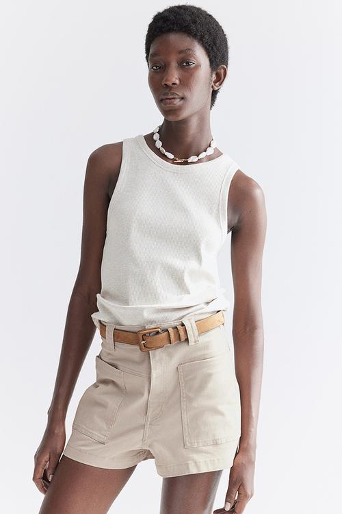 Twill cargo shorts - beige
