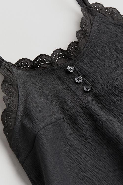Frill-trimmed strappy top - dark grey