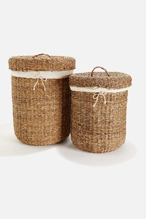 Seagrass laundry basket - beige light beige