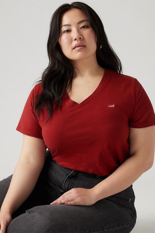 Plus Perfect Vneck Tee- Sun - Dried Tomato