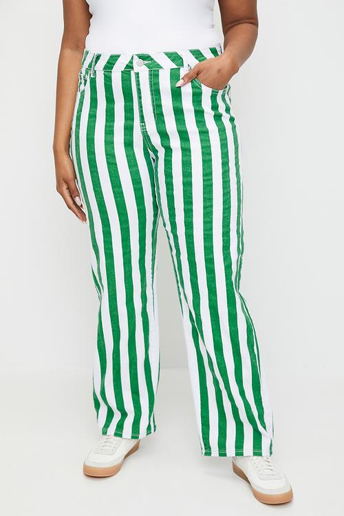 Plus Stretch Straight Leg Jeans - Greensstripe