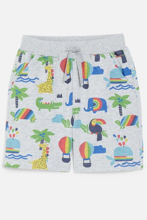 Printed drawstring shorts - grey
