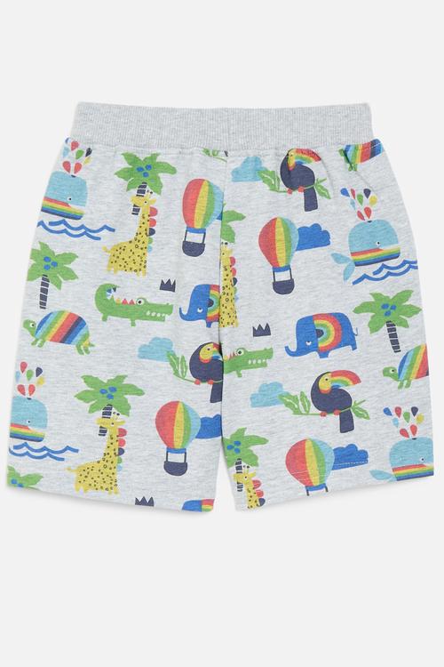 Printed drawstring shorts - grey