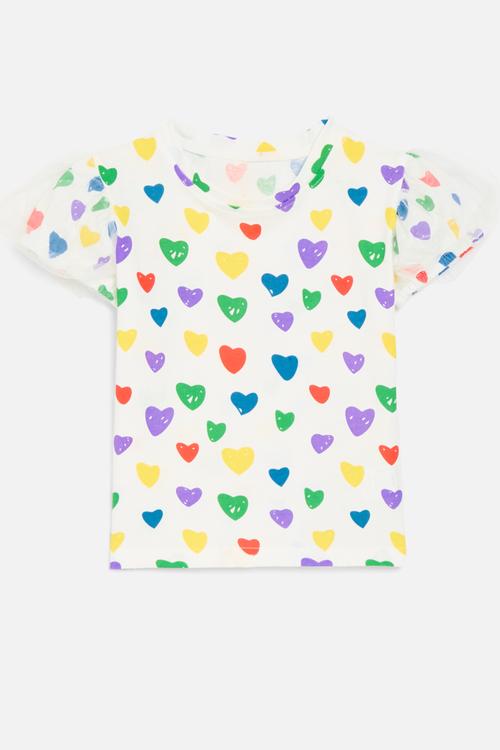 Heart print tee-white