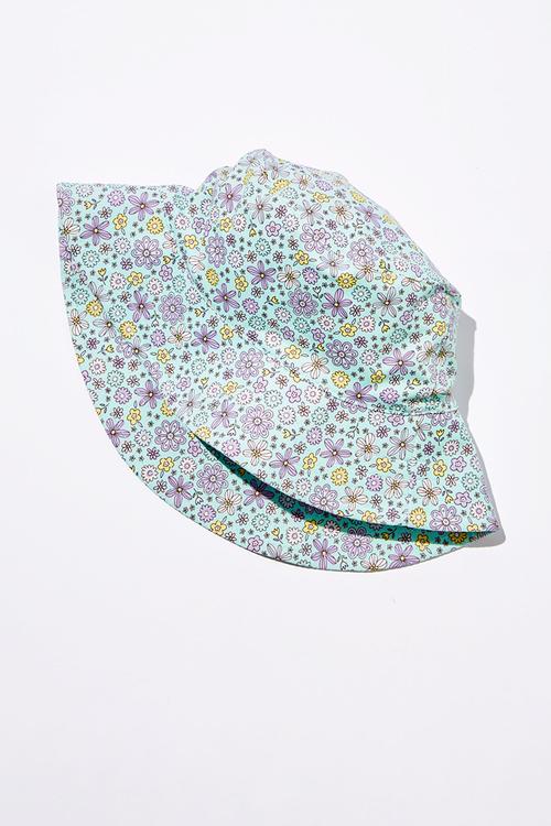 Swim bucket hat - barber blue/ditsy