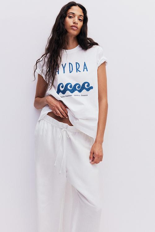 Print-motif T-shirt - white,multi