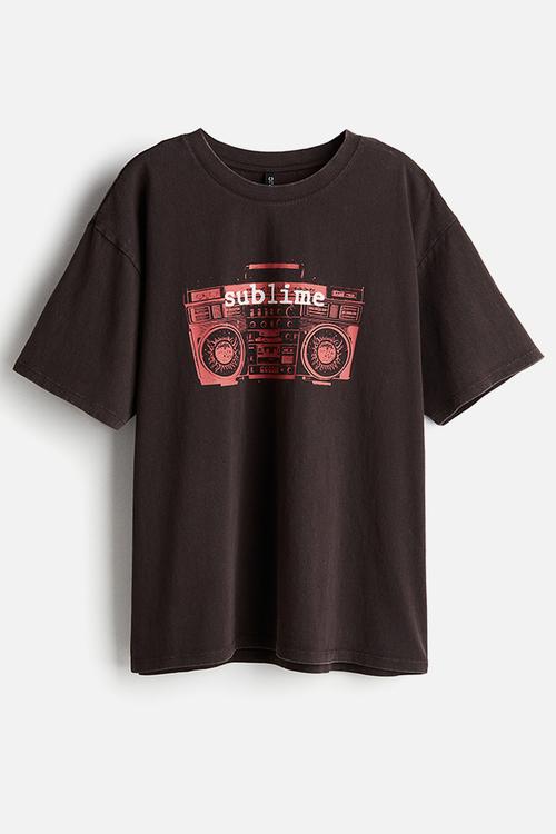 Oversized printed T-shirt - dark brown sublime