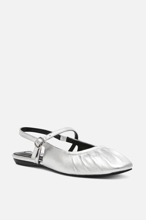 Grand view slingback - silver leather