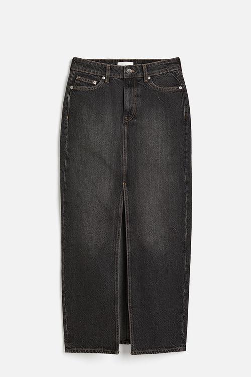 Denim maxi skirt - black