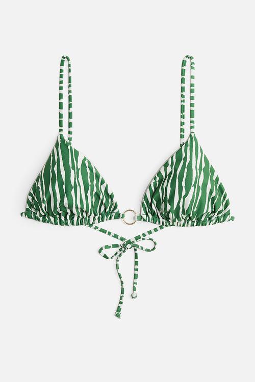 Padded triangle bikini top - green