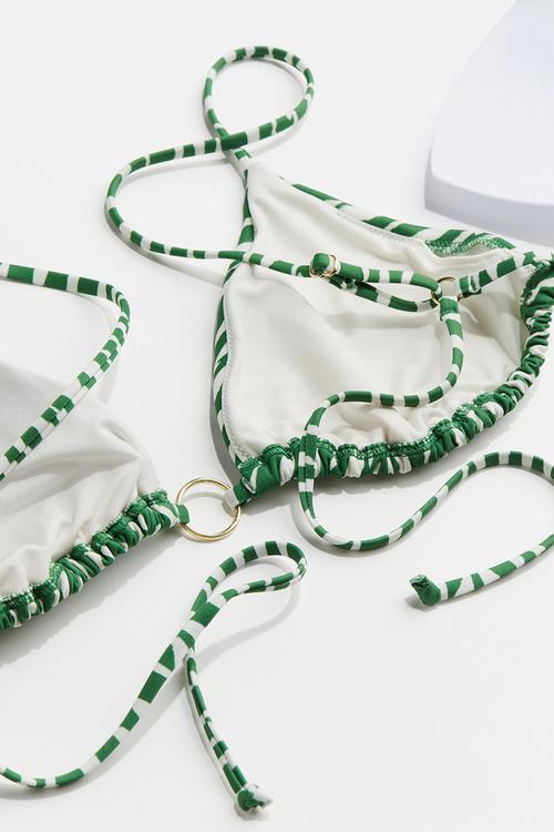 Padded triangle bikini top - green