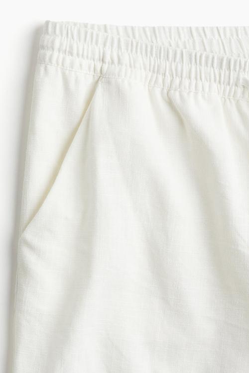Linen-blend pull-on shorts - cream 