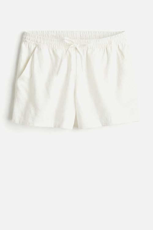 Linen-blend pull-on shorts - cream 