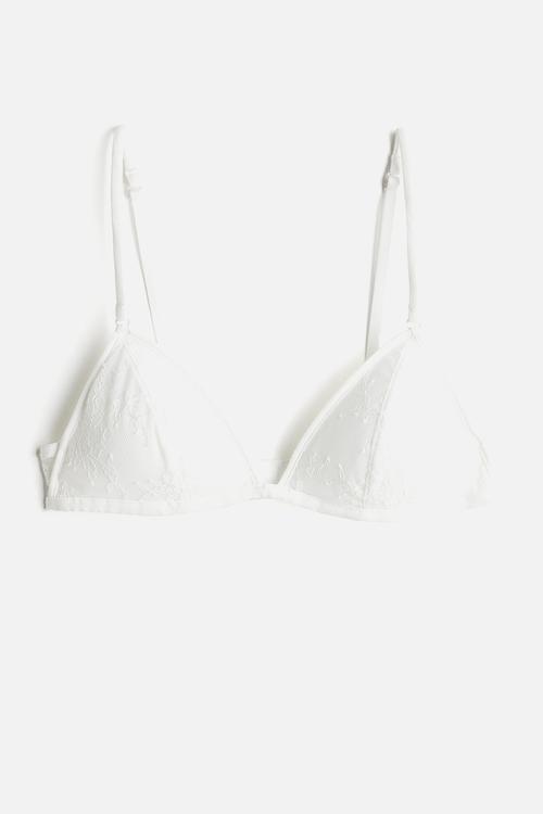 Padded lace soft bra - white