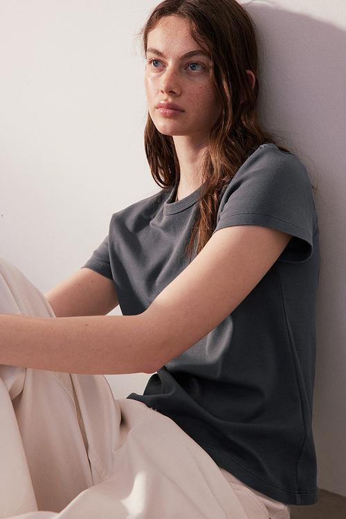 Fitted cotton T-shirt - grey