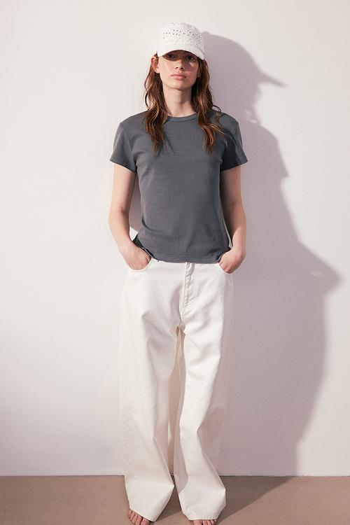 Fitted cotton T-shirt - grey