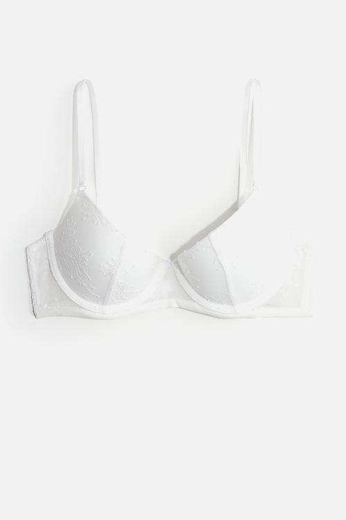 Lace demi push-up bra - white