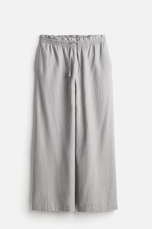 Linen-blend pull-on trousers - light grey
