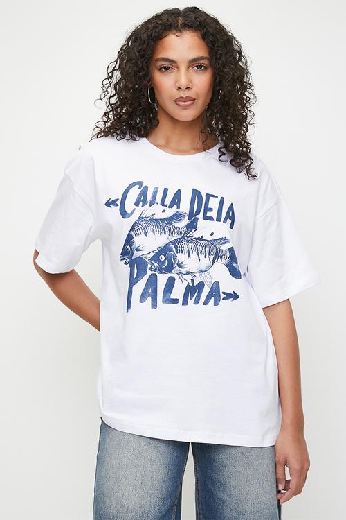 Fish Graphic Tee - White