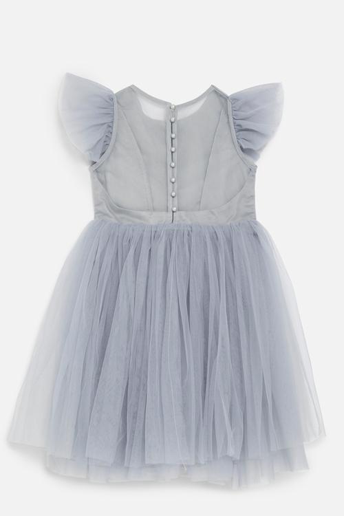 Frilled sleeve dress - grey