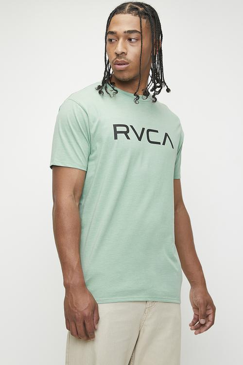 Big Rvca Short sleeve Red Stitch Black Logo - Granite Green