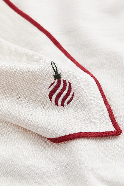 4-Pack embroidered napkins - White Christmas tree