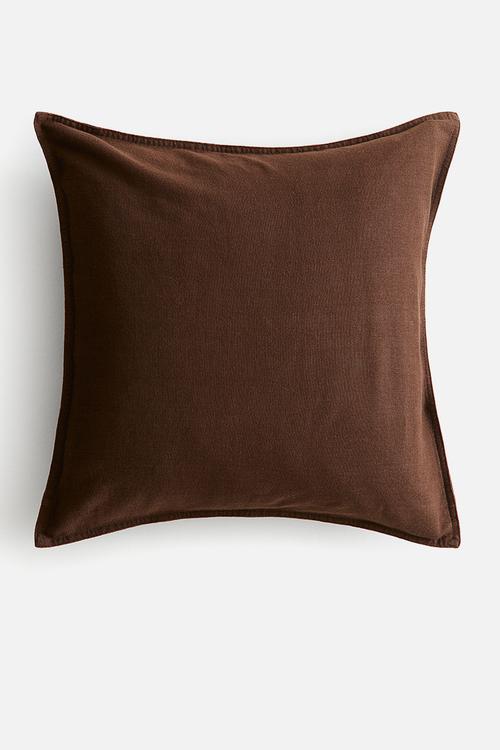 Linen-blend cushion cover - dark brown