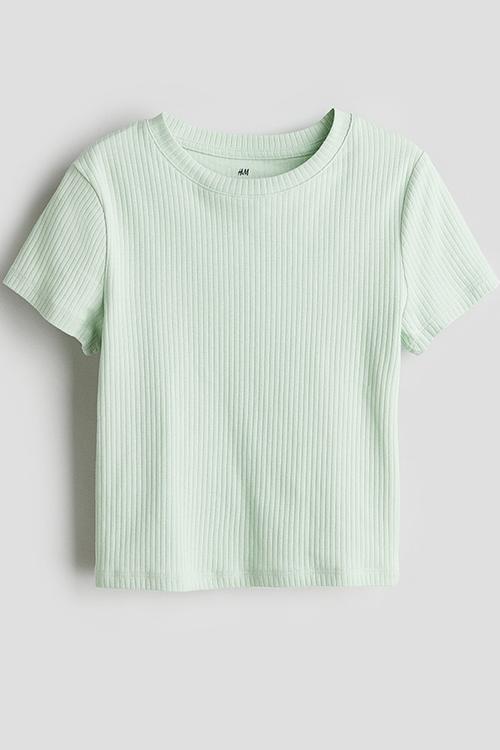 Ribbed cotton jersey top - light green