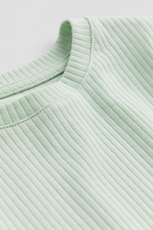 Ribbed cotton jersey top - light green