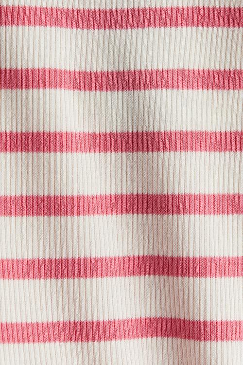 Ribbed cycling shorts - white & pink striped