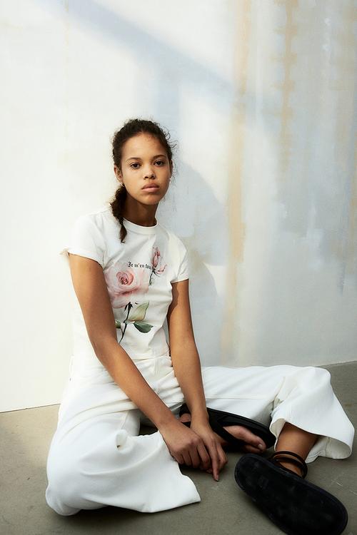 Printed T-shirt - cream/roses