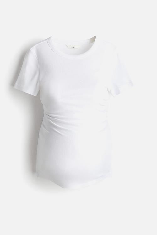 Mama ribbed top - white