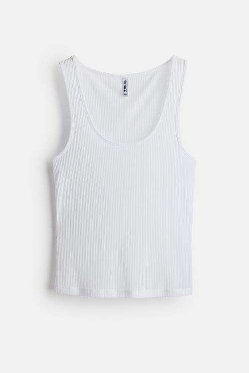 Sheer ribbed vest top - white