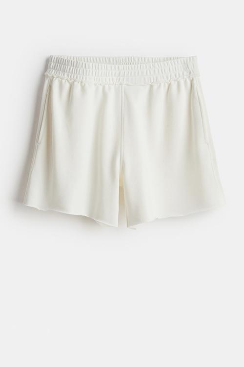 Pull-on sweatshirt shorts - white